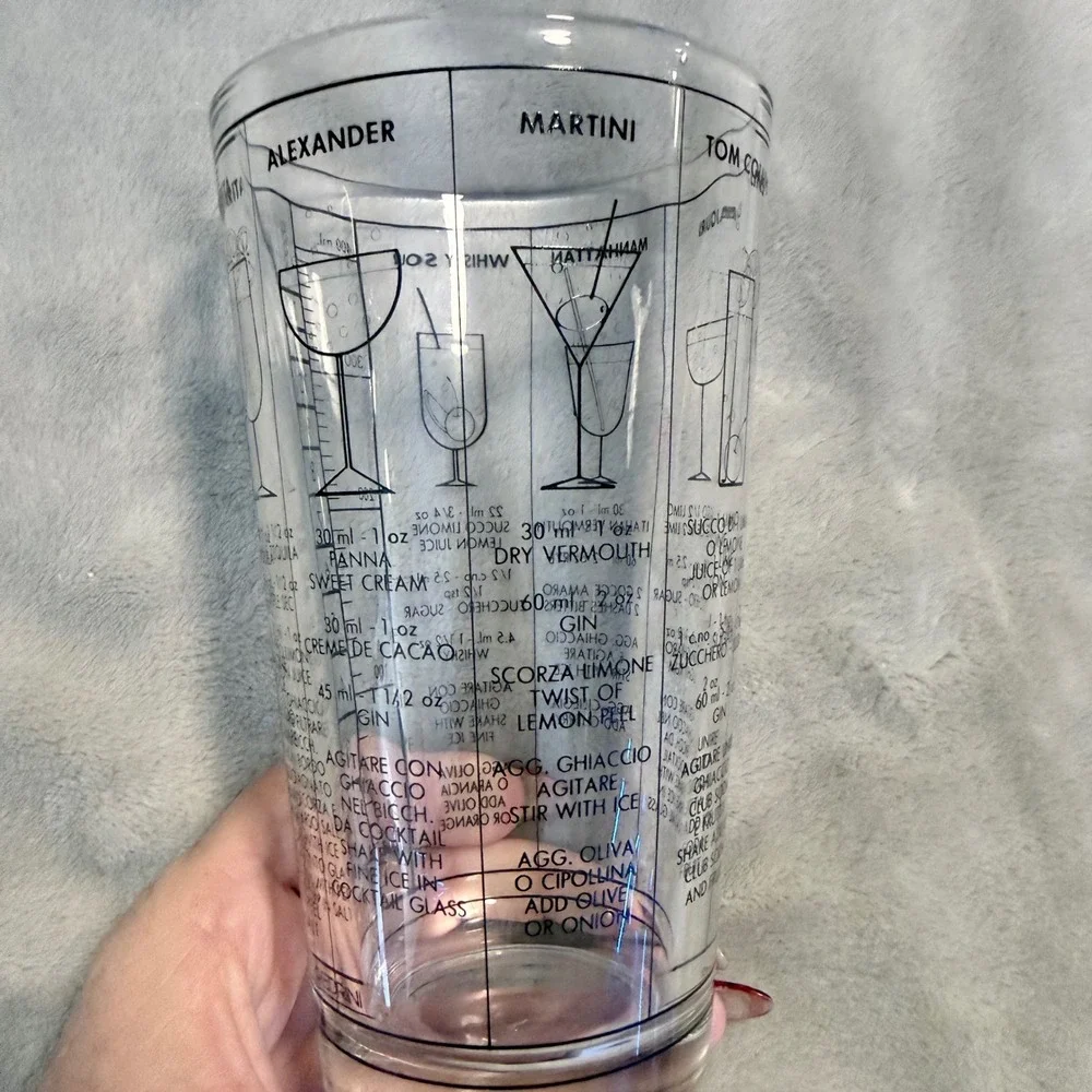 Vintage Pedrini Cocktail Recipe Mixing Glass 12 Oz Italian English Barware